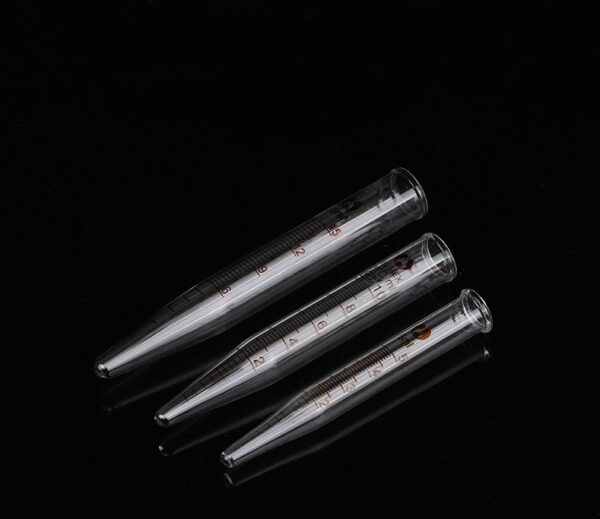 Laboratory glass tip bottom with graduated centrifuge test tube - tip bottom centrifuge tube - graduated centrifuge tube - can be customized with cork