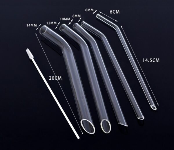 Juice drink clear glass straight straw with straw brush