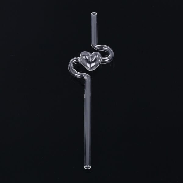 Creative love shape high temperature resistant coffee drink glass straw 22CM