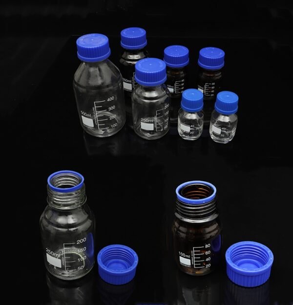 Transparent - brown blue cap silk mouth reagent bottle 100ml-250ml-500ml-1000ml