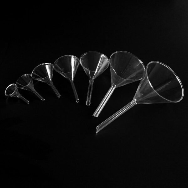 Glass funnel 30-40-50-60-75-90-100-120-150mm, experimental triangle funnel glass instrument - manual high borosilicate material multi-specification