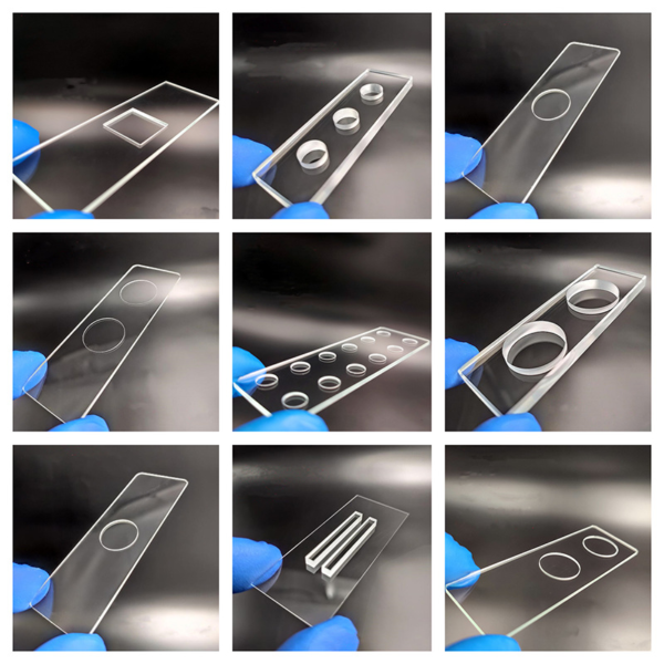 Microscope slide bottom groove Ultra-white high permeability glass slide single concave double concave multi-concave hole square groove groove grid groove customization